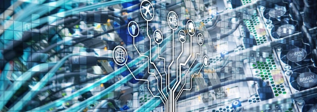 smart server concept iot internet things ict information communication technology diagrams with icons server room digital backgrounds 161452 8925